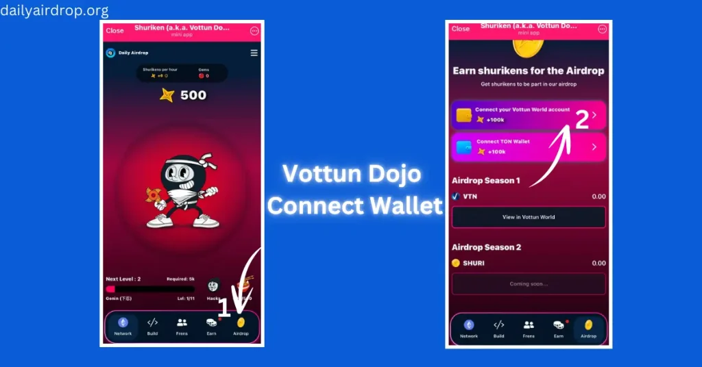 vottun dojo airdrop connect wallet